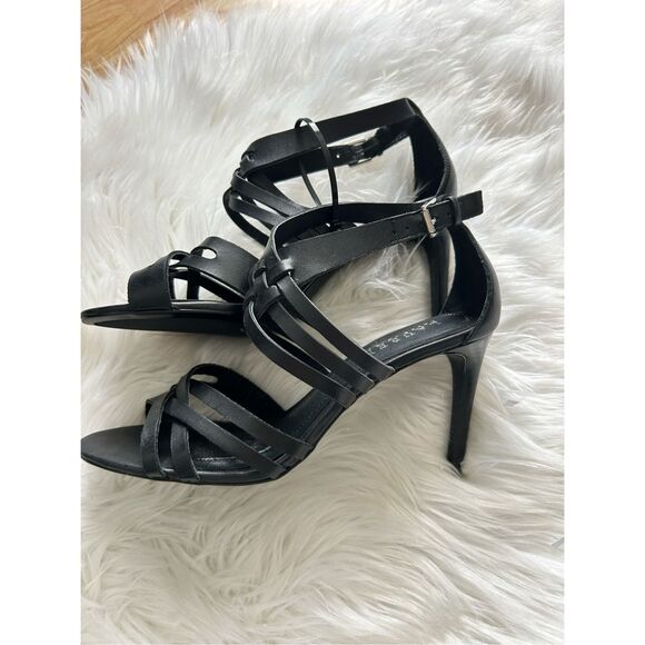 Ralph Lauren Women's 'Saba' Black Leather Sandals size 7.5 - Picture 1 of 5